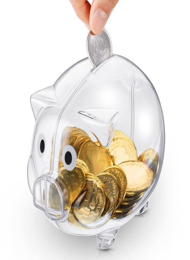 Patelai 2 Pieces Piggy Bank Plastic Piggy Coin Bank Money Saving Box for Kids Boys Girls Adults (Clear) - Image 4